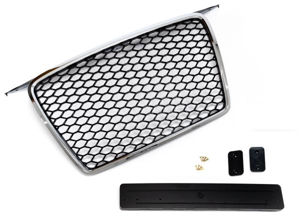 Frontgrill Sport schwarz mit Emblem und Kennzeichenhalter passend für Audi A3, 8P