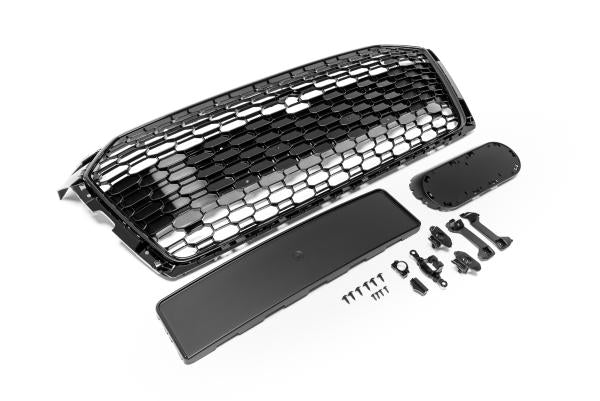 Frontgrill Sport schwarz mit Emblem und Kennzeichenhalter passend für Audi A5 F5