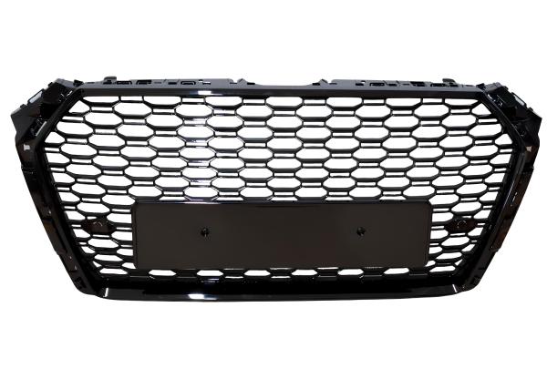 Sportgrill Frontgrill Kühlergrill Wabengrill Passend für Audi A4 B9 Grill ohne Emblem ab 16- Schwarz Glanz