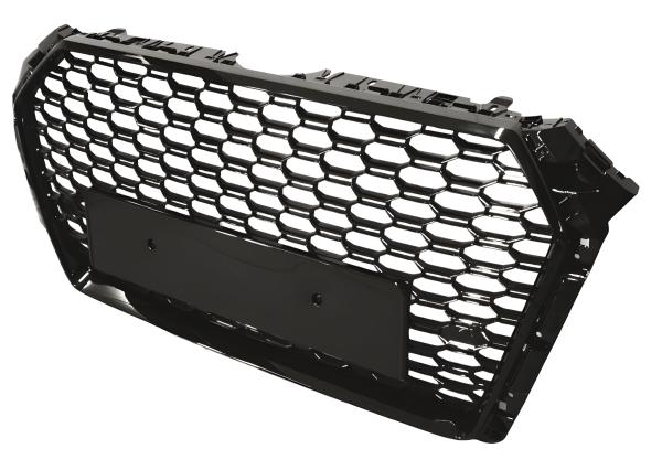 Sportgrill Frontgrill Kühlergrill Wabengrill Passend für Audi A4 B9 Grill ohne Emblem ab 16- Schwarz Glanz