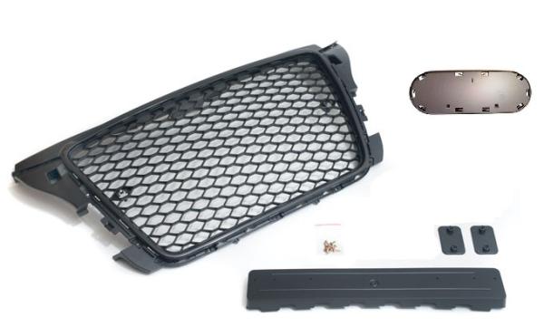 Frontgrill Sport schwarz mit Emblem und Kennzeichenhalter passend für den Audi A3 8P
