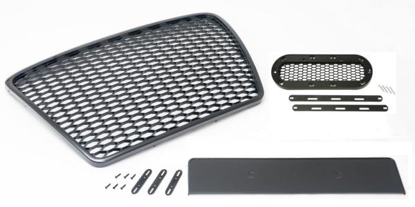 Sportgrill Frontgrill Kühlergrill Wabengrill Passend für Audi A6 4F Facelift Grill Schwarz Glanz mit Emblemhalter