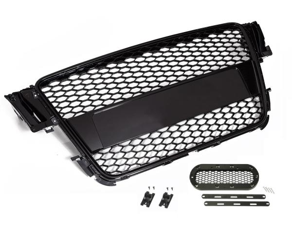 Sportgrill Frontgrill Kühlergrill Wabengrill Passend für Audi A5 S5 Waben-Grill ohne Emblem 07-11 Typ B8 mit Emblemhalter