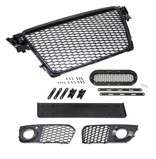 Frontgrill mit Emblem und Kennzeichenhalter u. Lüftungsgitter passend für Audi A4 B8 8K