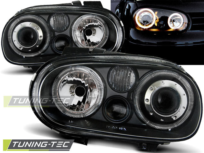 Scheinwerfer Angel Eyes Schwarz passend für VW GOLF 4 09.97-09.03