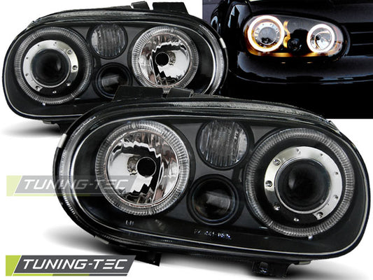 Scheinwerfer Angel Eyes Schwarz passend für VW GOLF 4 09.97-09.03