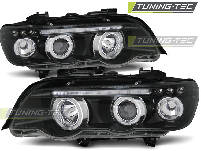 Scheinwerfer Angel Eyes Schwarz passend für BMW X5 E53 09.99-10.03