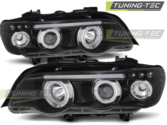 Scheinwerfer Angel Eyes Schwarz passend für BMW X5 E53 09.99-10.03