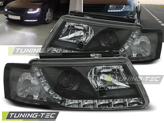 Scheinwerfer LED-Tagfahrlicht Schwarz passend für VW PASSAT 5B 3B 11.96-08.00