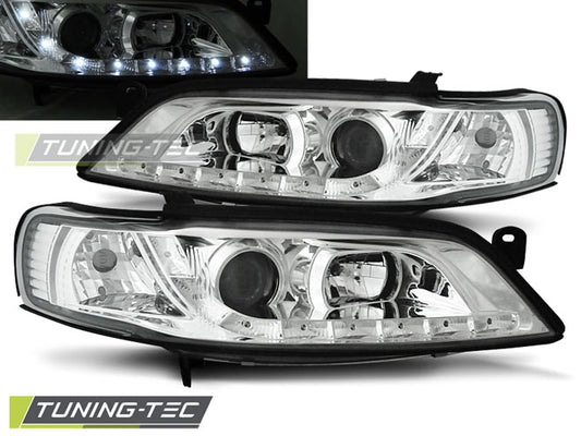 Scheinwerfer OPEL VECTRA B 11.96-12.98 LED-Tagfahrlicht Chrom passend für