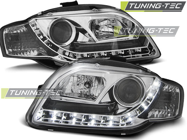 Scheinwerfer LED-Tagfahrlicht Chrom passend für AUDI A4 B7 11.04-03.08