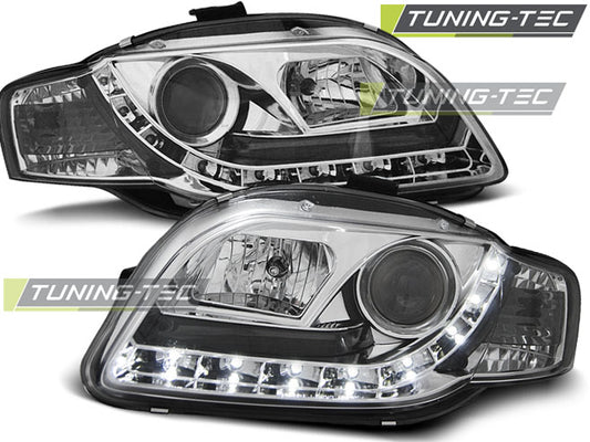 Scheinwerfer LED-Tagfahrlicht Chrom passend für AUDI A4 B7 11.04-03.08