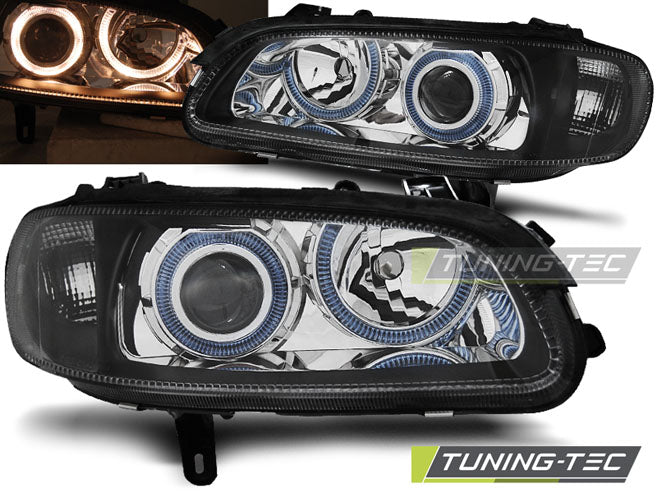 Scheinwerfer OPEL OMEGA B 04.94-08.99 Angel Eyes Schwarz passend für