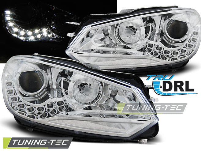 Scheinwerfer LED-Tagfahrlicht Chrom passend für VW GOLF 6 10.08-12