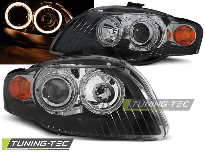 Scheinwerfer Angel Eyes Schwarz passend für AUDI A4 B7 11.04-03.08
