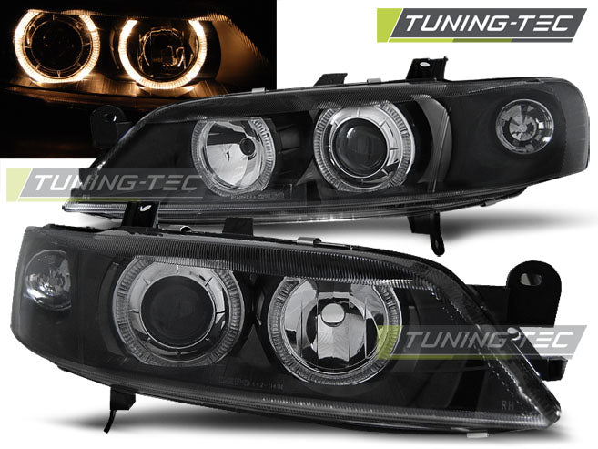Scheinwerfer OPEL VECTRA B 99-02 Angel Eyes Schwarz passend für