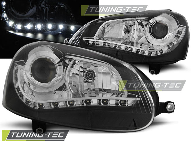 Scheinwerfer mit LED-Tagfahrlicht Schwarz passend für VW Golf 5