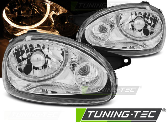 Scheinwerfer OPEL CORSA B 02.93-10.00 Angel Eyes Chrom passend für