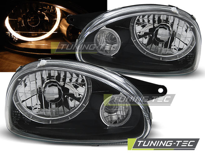 Scheinwerfer OPEL CORSA B 02.93-10.00 Angel Eyes Schwarz passend für