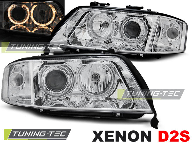 Scheinwerfer XENON Angel Eyes Chrom passend für AUDI A6 01-04