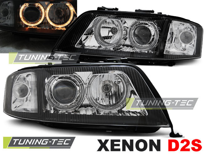 Scheinwerfer XENON Angel Eyes Schwarz passend für AUDI A6 06.01-05.04