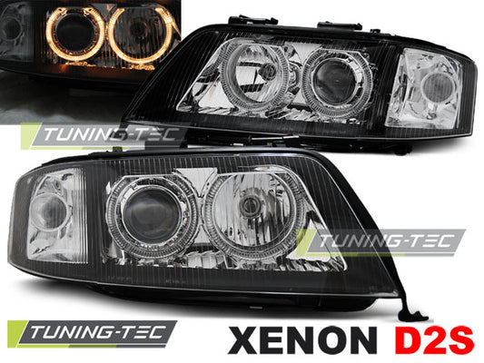 Scheinwerfer XENON Angel Eyes Schwarz passend für AUDI A6 06.01-05.04