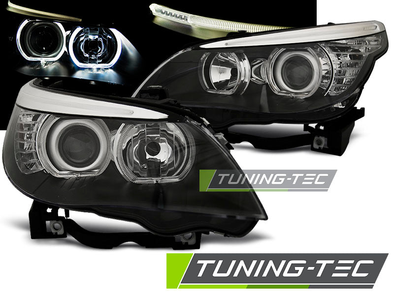 Scheinwerfer Angel Eyes LED Schwarz passend für BMW E60/E61 03-07