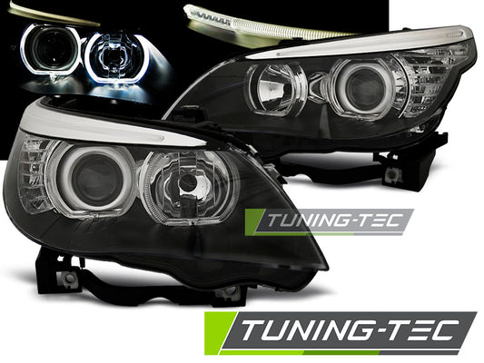 Scheinwerfer Angel Eyes LED Schwarz passend für BMW E60/E61 03-07