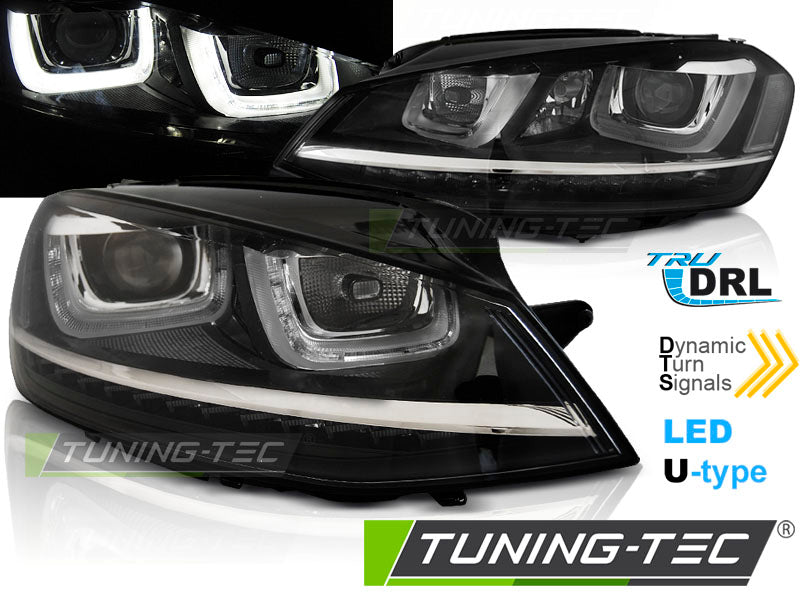 Scheinwerfer U-LED LIGHT LED-Tagfahrlicht Schwarz passend für VW GOLF 7 11.12-17