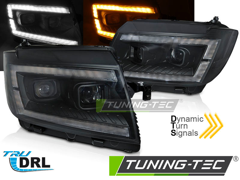Scheinwerfer Lightbar Schwarz LED-Tagfahrlicht SEQ passend für VW CRAFTER II 17-