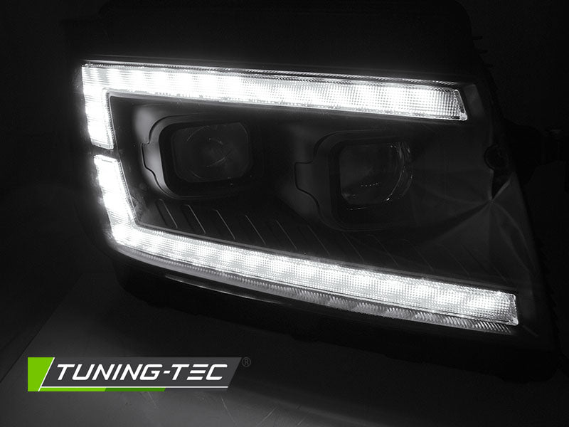 Scheinwerfer Lightbar Schwarz LED-Tagfahrlicht SEQ passend für VW CRAFTER II 17-