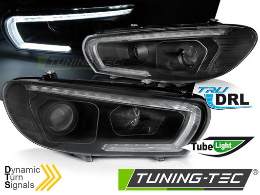 Scheinwerfer TUBE SEQ LED Schwarz passend für VW SCIROCCO 14-17