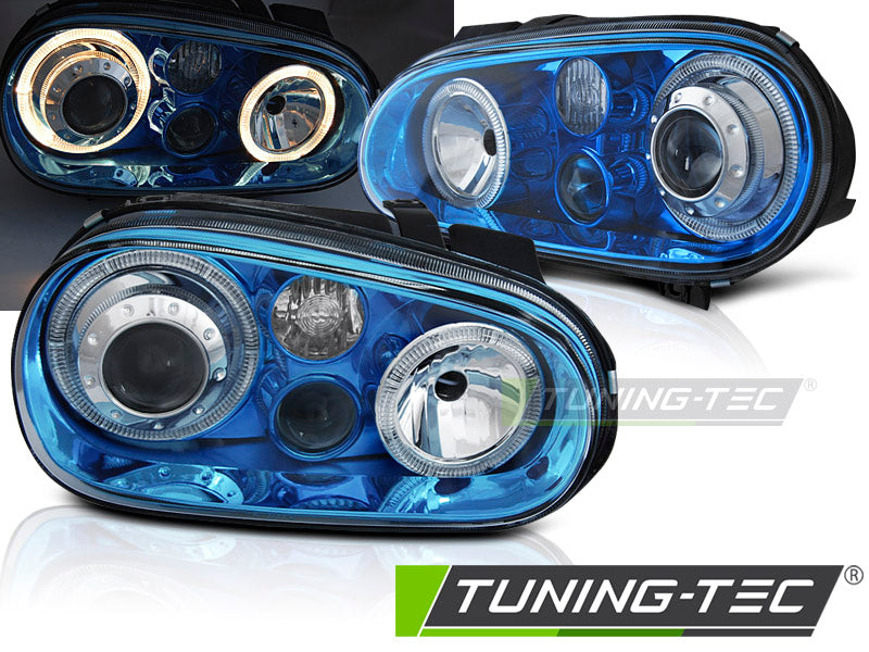 Scheinwerfer Angel Eyes BLUE passend für VW GOLF 4 09.97-09.03