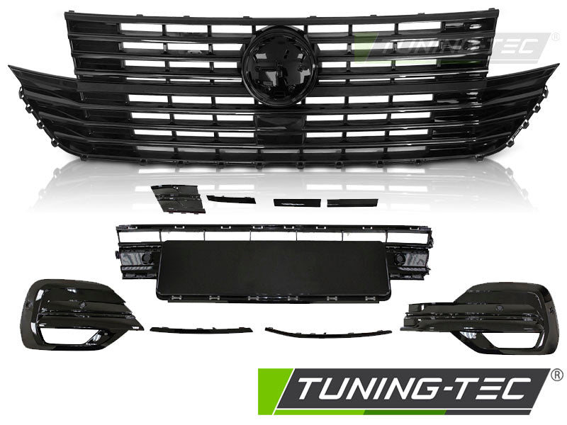 Sportgrill mit Stoßfängerelement und Emblemhalter Schwarz glänzend passend für VW T6.1 20-