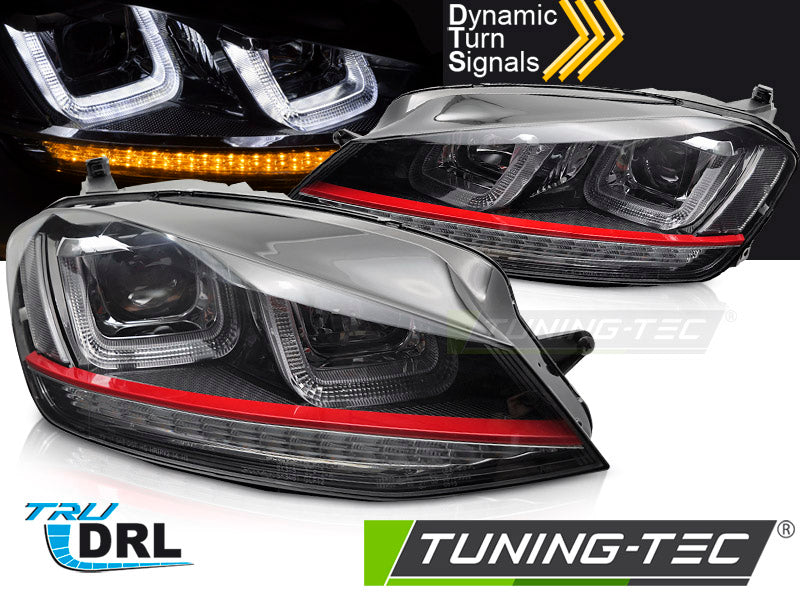 Scheinwerfer LIGHT SEQ Schwarz WITH RED LINE passend für VW GOLF 7 13-17