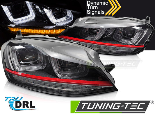 Scheinwerfer LIGHT SEQ Schwarz WITH RED LINE passend für VW GOLF 7 13-17