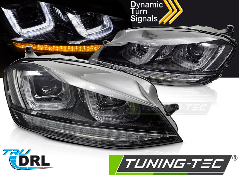 Scheinwerfer LIGHT SEQ Schwarz WITH Schwarz LINE passend für VW GOLF 7 13-17