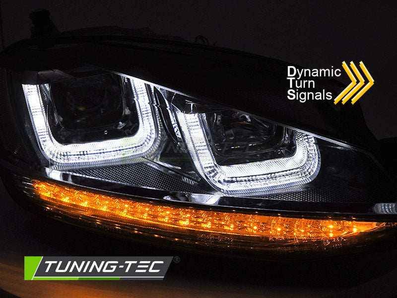 Scheinwerfer LIGHT SEQ Schwarz WITH Schwarz LINE passend für VW GOLF 7 13-17