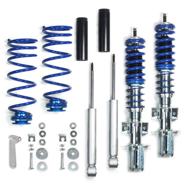 BlueLine Gewindefahrwerk passend für Volvo 850 inkl. Kombi-Modelle Typ LS, LW 2.0i, 2.5i, 2.5i 20V, 2.3i T 20V Baujahr 1991 - 1996, außer Fahrzeuge mit Allradantrieb passend für Volvo S70 und V70 Typ L 2.0, 2.4, 2.4T, 2.5, 2.5 20V, 2.5T, 2.5TDi, 2.5D B