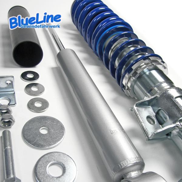 BlueLine Gewindefahrwerk passend für Volvo 850 inkl. Kombi-Modelle Typ LS, LW 2.0i, 2.5i, 2.5i 20V, 2.3i T 20V Baujahr 1991 - 1996, außer Fahrzeuge mit Allradantrieb passend für Volvo S70 und V70 Typ L 2.0, 2.4, 2.4T, 2.5, 2.5 20V, 2.5T, 2.5TDi, 2.5D B