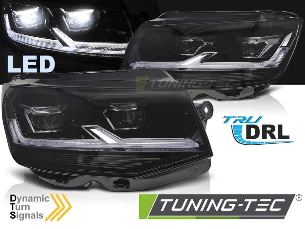 Scheinwerfer Voll-LED Schwarz LED-Tagfahrlicht SEQ passend für VW T6 15-19