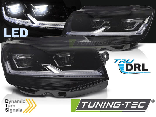 Scheinwerfer Voll-LED Schwarz LED-Tagfahrlicht SEQ passend für VW T6 15-19