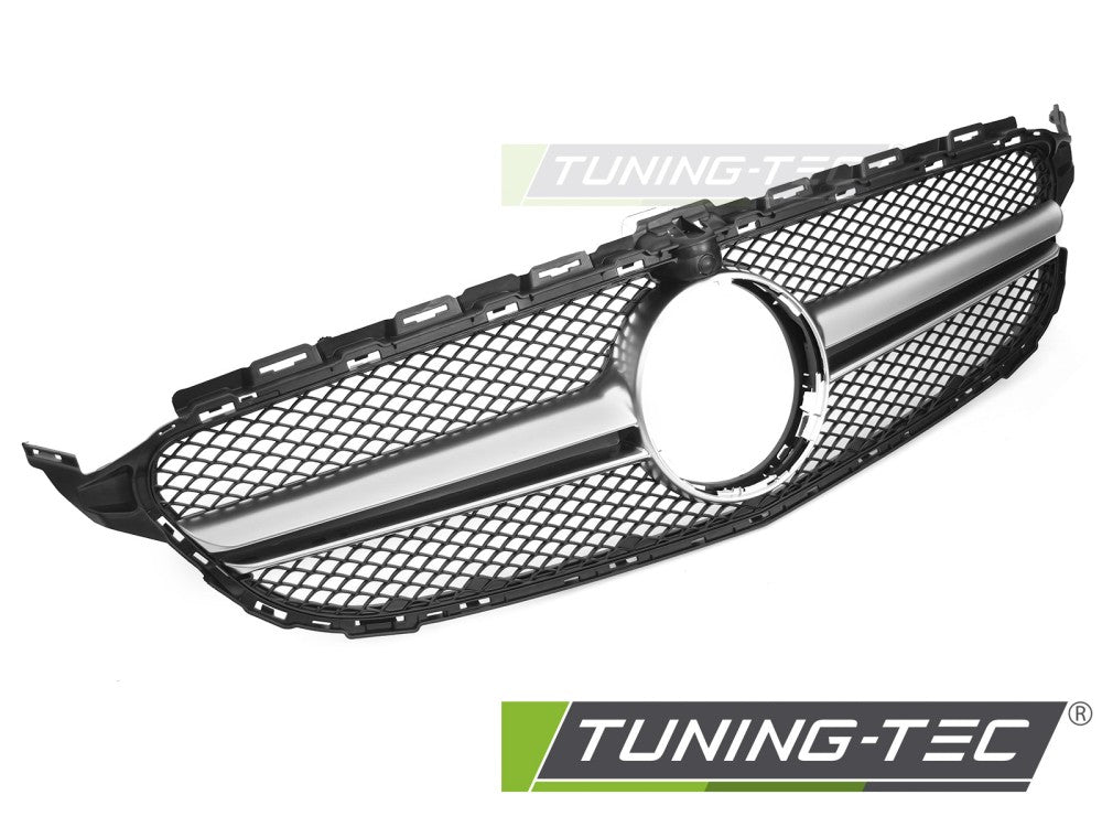 Sportgrill Schwarz/Silber mit Kameravorbereitung passend für Mercedes W205 14-18 / S205 14-18 / C205 15-18 / A205 16-18