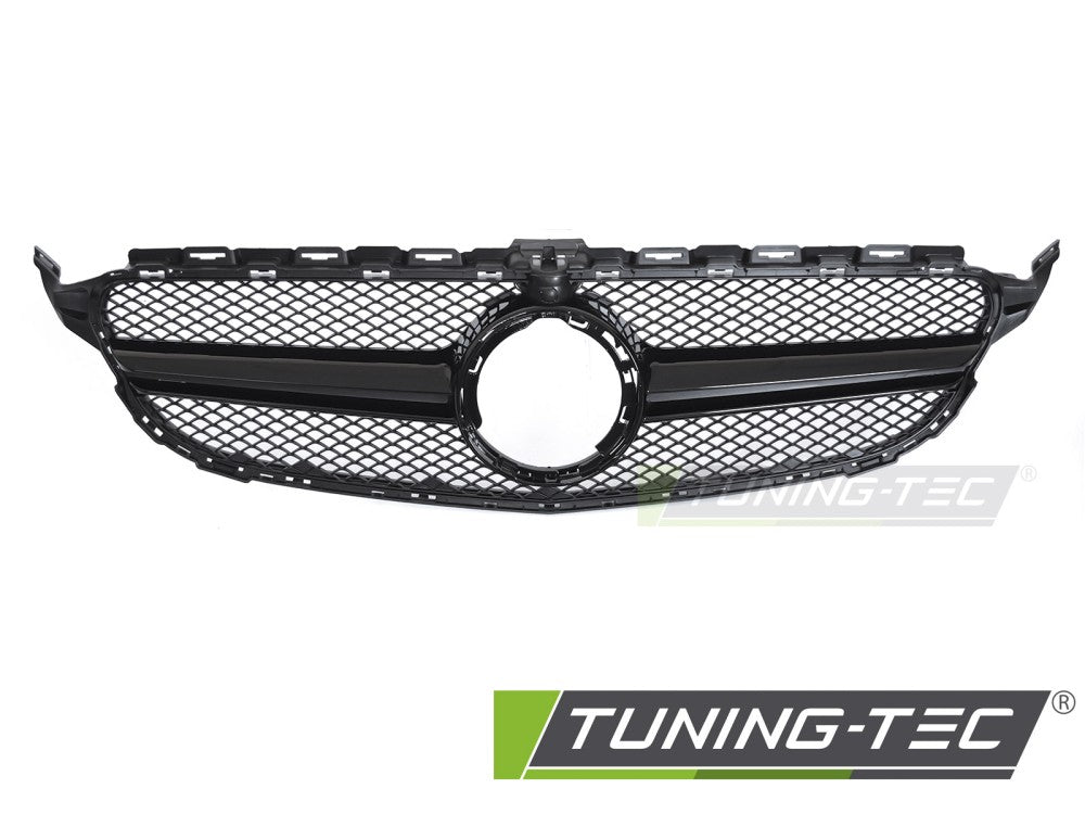 Sportgrill Schwarz glänzend mit Kameravorbereitung passend für Mercedes W205 18-21 / S205 18-21 / C205 18-23 / A205 18-23