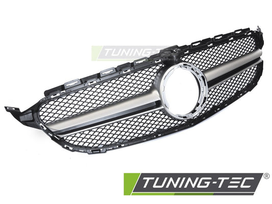 Sportgrill Schwarz/Silber mit Kameravorbereitung passend für Mercedes W205 18-21 / S205 18-21 / C205 18-23 / A205 18-23