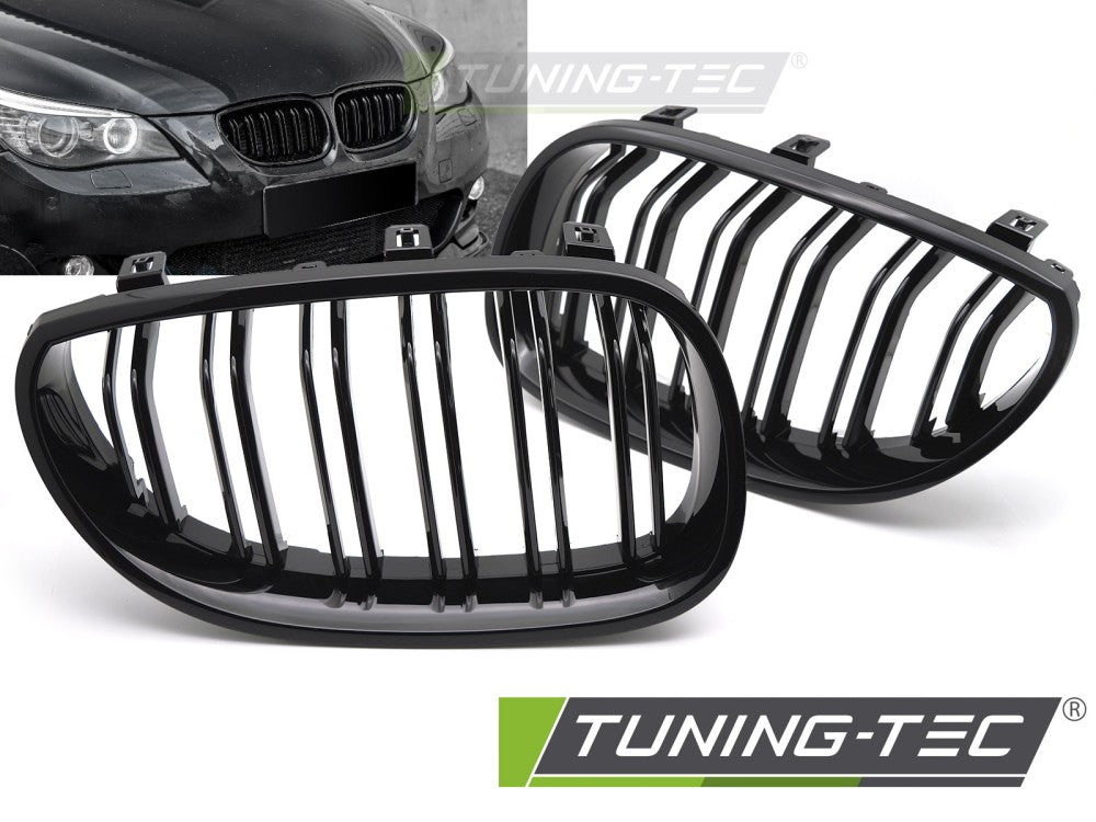 Sportgrill Sportausführung Schwarz glänzend Doppelsteg passend für BMW E60 / E61 03-10