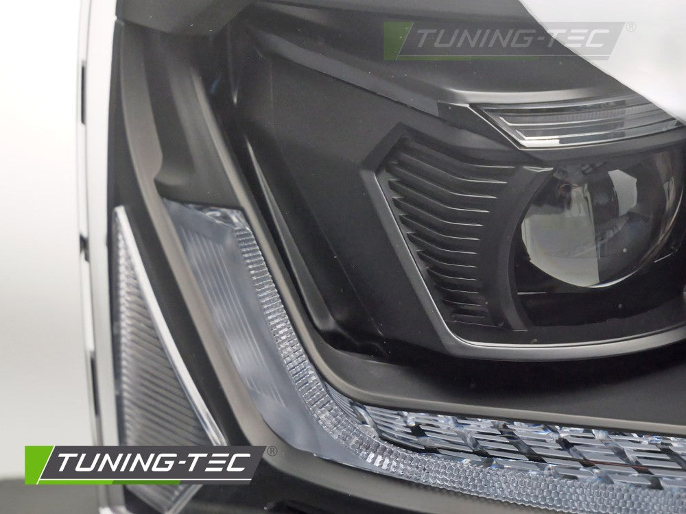 Scheinwerfer Voll-LED Schwarz SEQ LED-Tagfahrlicht passend für VW T5.1 10-15