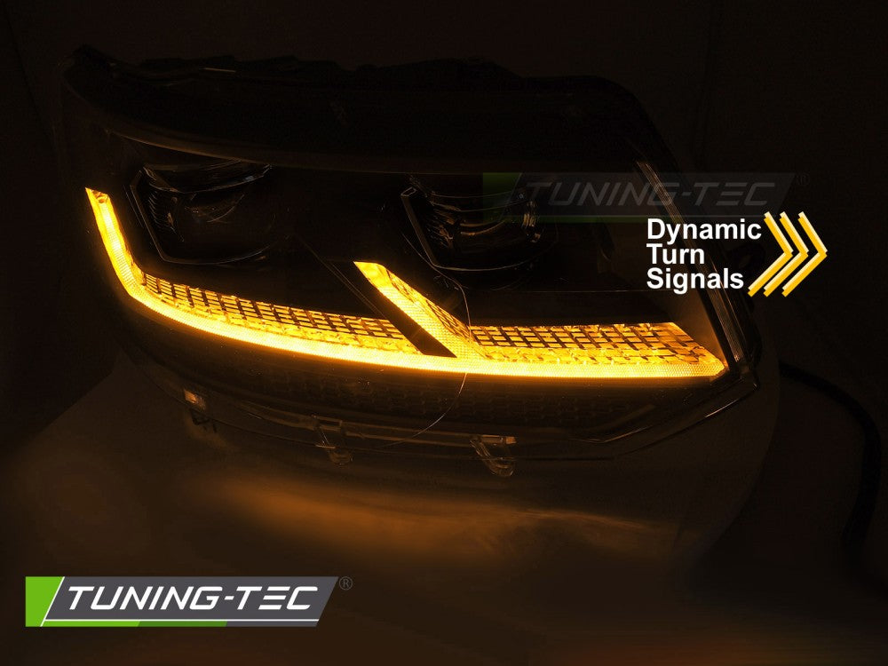 Scheinwerfer Voll-LED Schwarz SEQ LED-Tagfahrlicht passend für VW T5.1 10-15