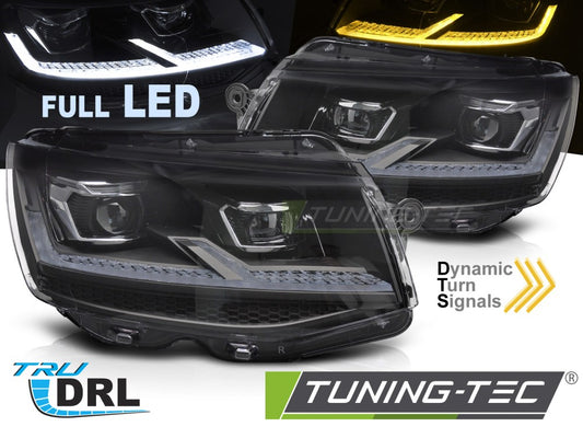 Scheinwerfer Voll-LED Schwarz Chrom SEQ LED-Tagfahrlicht passend für VW T6 15-19