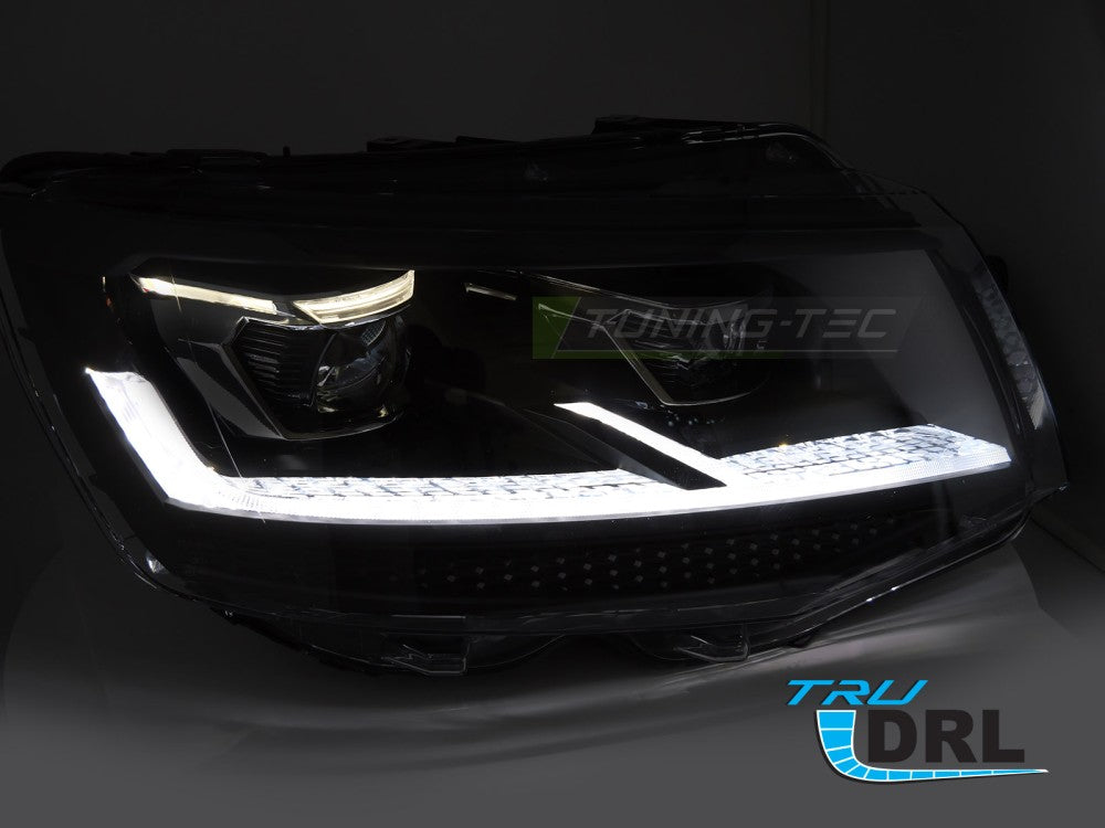 Scheinwerfer Voll-LED Schwarz Chrom SEQ LED-Tagfahrlicht passend für VW T6 15-19
